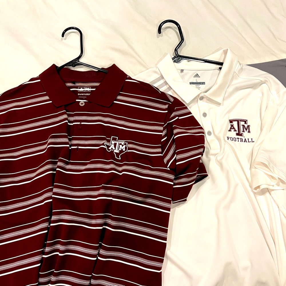 Lot of 2 Texas A&M polos. Adidas.
